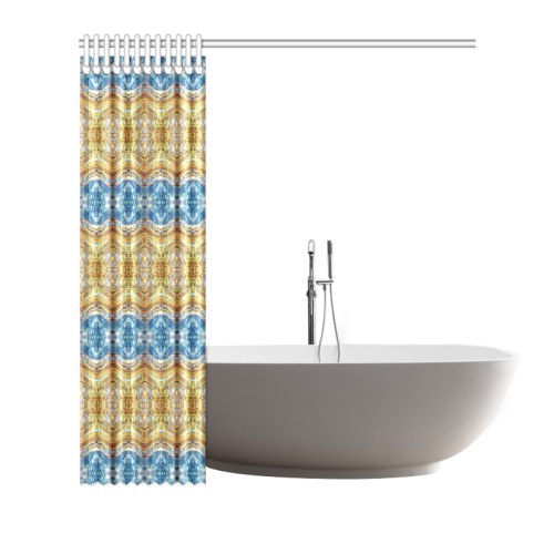 Gold and Blue Elegant Pattern Shower Curtain 72"x72"