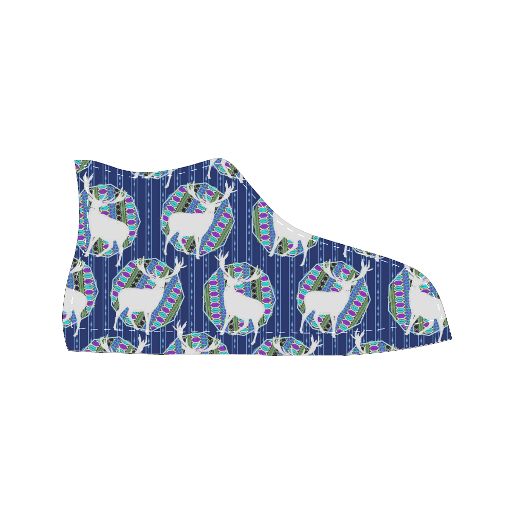 Geometric Deer Retro Pattern Men’s Classic High Top Canvas Shoes (Model 017)