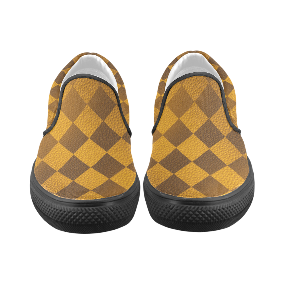 Thanksgiving Earthtone Square Men's Unusual Slip-on Canvas Shoes (Model 019)
