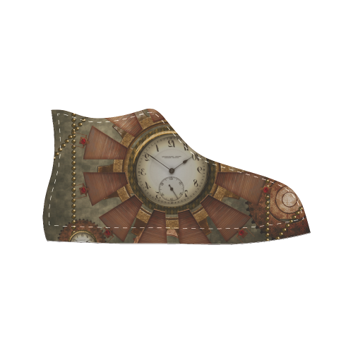 Steampunk, wonderful clocks in noble design Women's Classic High Top Canvas Shoes (Model 017)