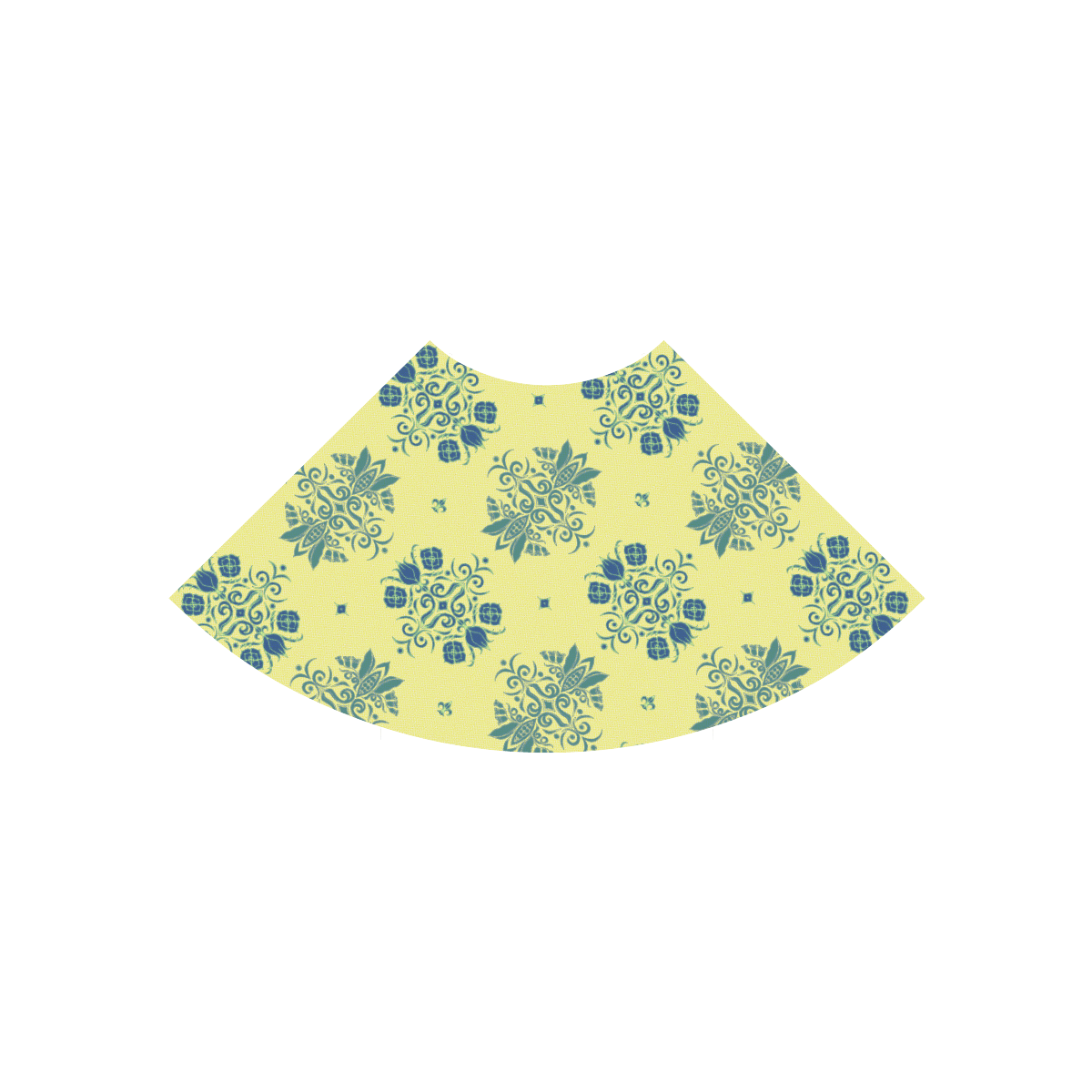 Blue Wall Flower Print on Soft Yellow Field by Aleta Atalanta Casual Sundress(Model D04)