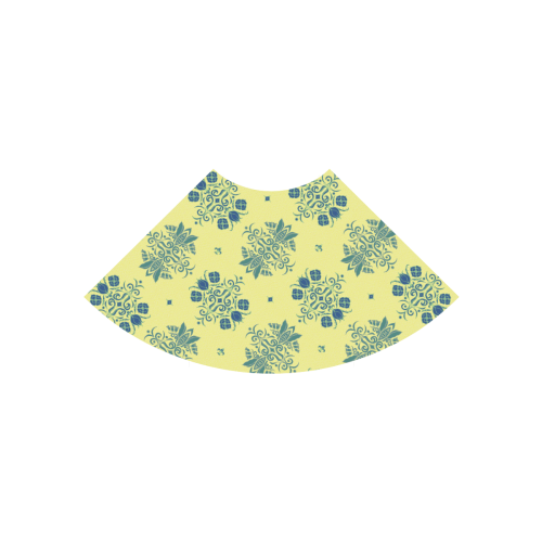 Blue Wall Flower Print on Soft Yellow Field by Aleta Atalanta Casual Sundress(Model D04)