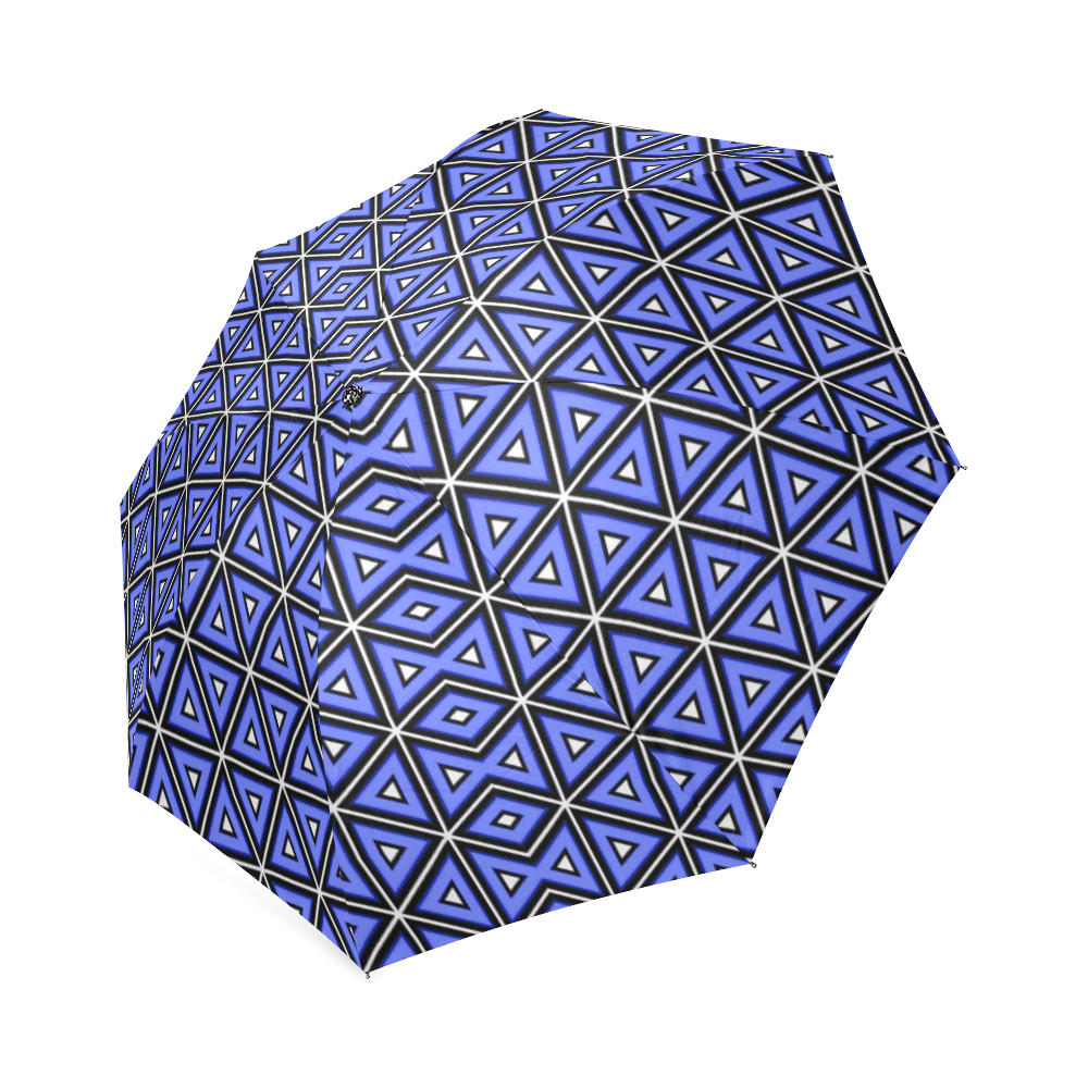 Techno blue triangles Foldable Umbrella (Model U01)