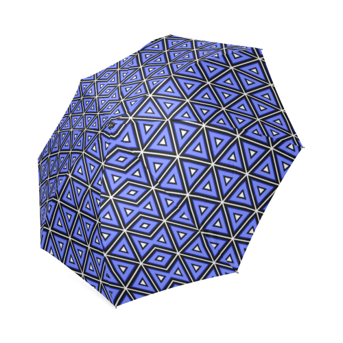 Techno blue triangles Foldable Umbrella (Model U01)