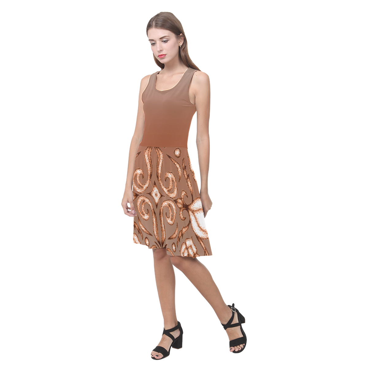 Stained-Glass Quatrafoil in Potter's Clay by Aleta Atalanta Casual Sundress(Model D04)
