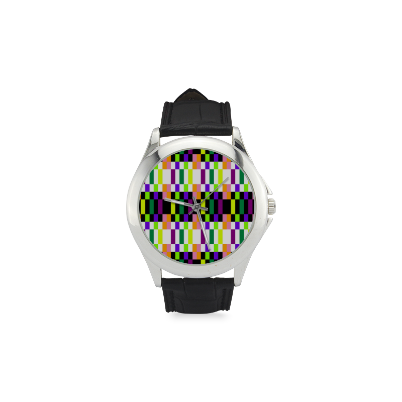 Colorful geometry Women's Classic Leather Strap Watch(Model 203)