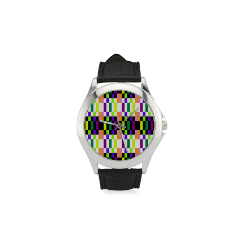 Colorful geometry Women's Classic Leather Strap Watch(Model 203)