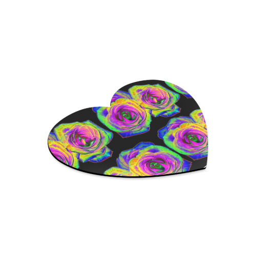 Flowers: Multicolored Foil Roses Heart-shaped Mousepad