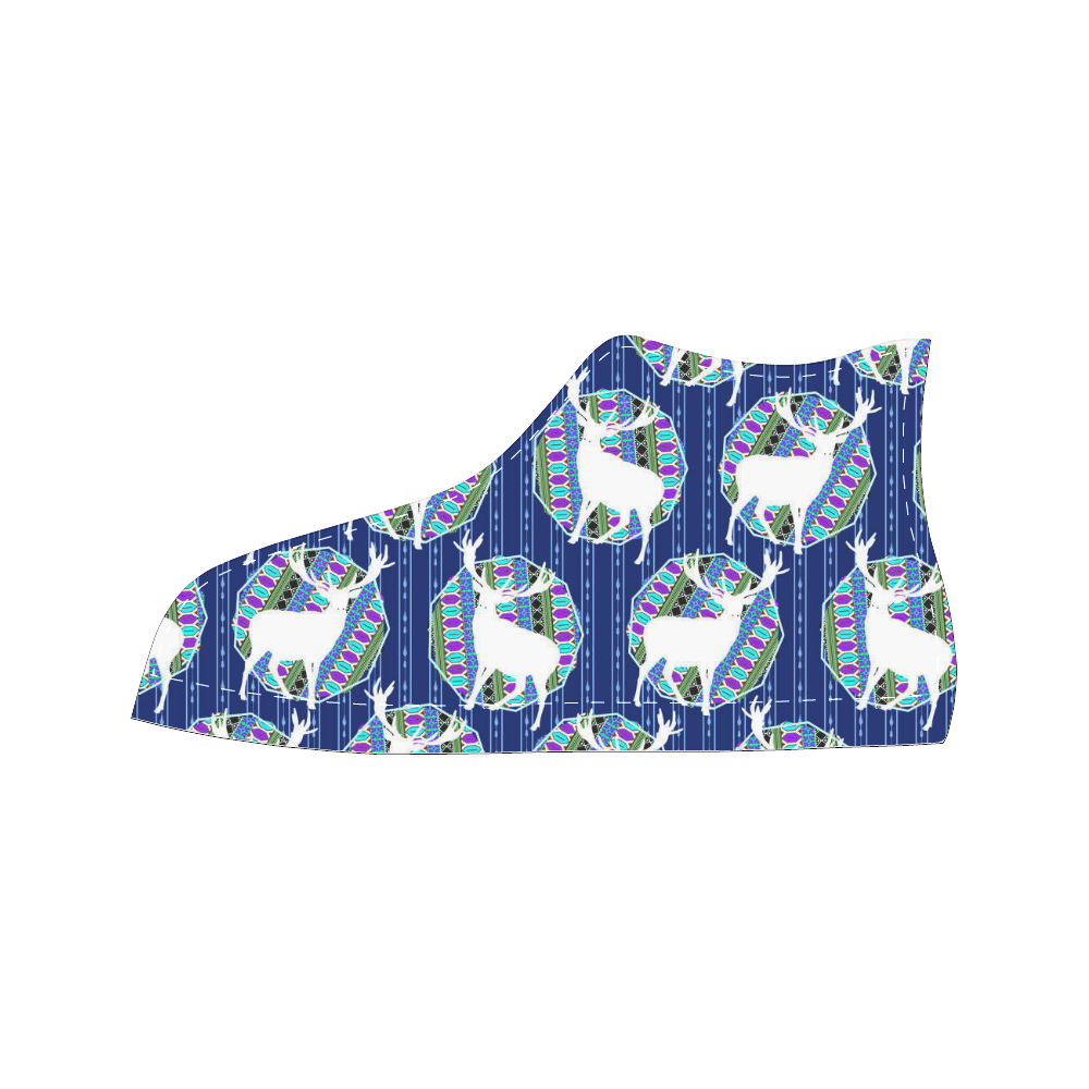 Geometric Deer Retro Pattern Men’s Classic High Top Canvas Shoes /Large Size (Model 017)