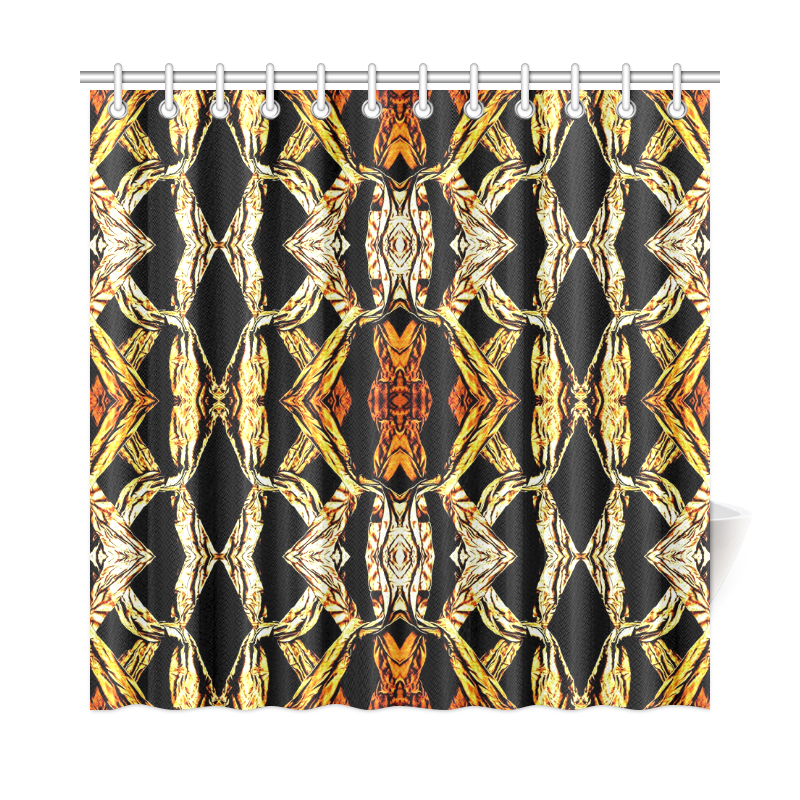 Elegant Oriental Pattern Black Gold Shower Curtain 72"x72"