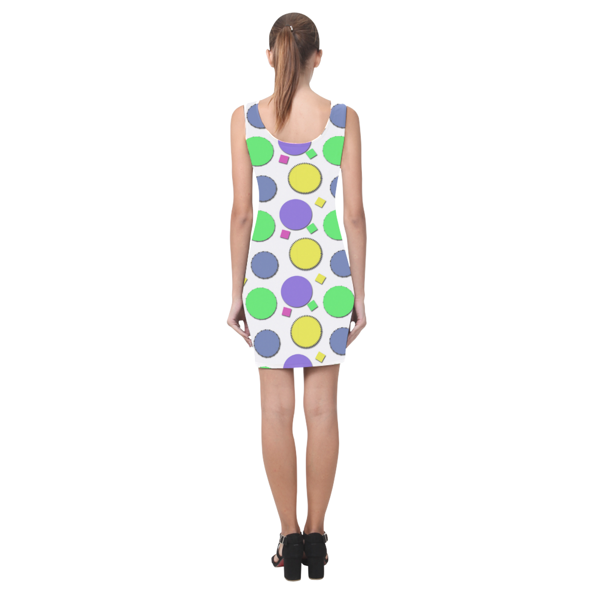 Pastel circus circles Medea Vest Dress (Model D06)