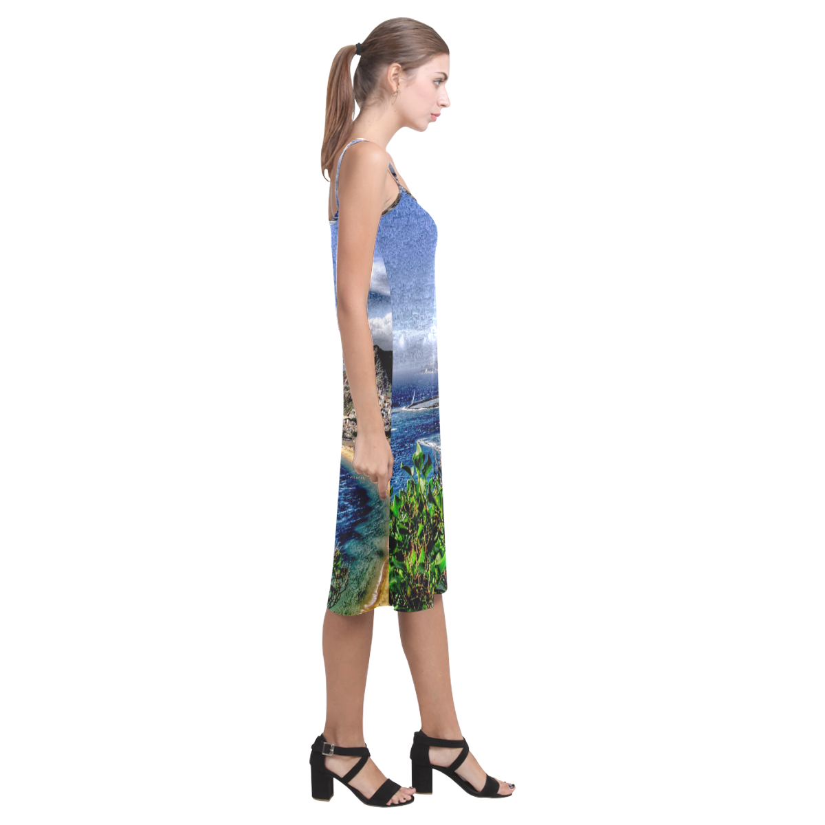 Travel-painted Tenerife Alcestis Slip Dress (Model D05)