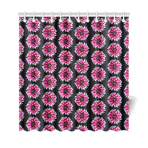 Dahlias Pattern in Pink, Red Shower Curtain 69"x72"