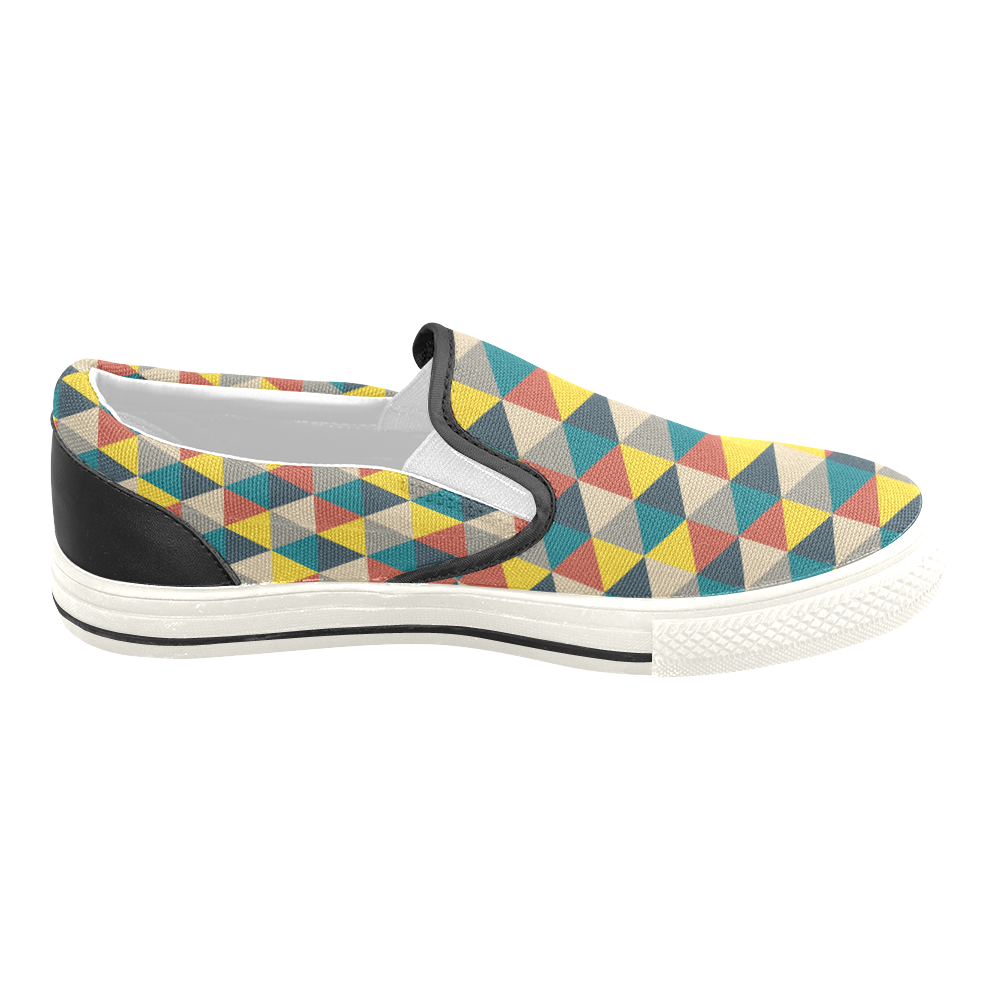 Colorful geometric   - design and vector Women's Unusual Slip-on Canvas Shoes (Model 019)