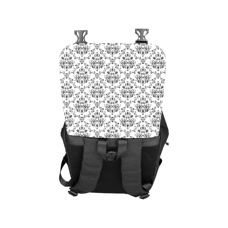 Elegant Vintage Look Black and White Damask Casual Shoulders Backpack (Model 1623)