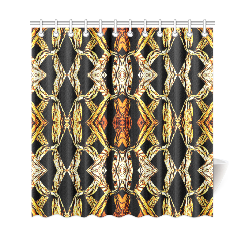 Elegant Oriental Pattern Black Gold Shower Curtain 69"x72"