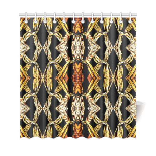 Elegant Oriental Pattern Black Gold Shower Curtain 69"x72"
