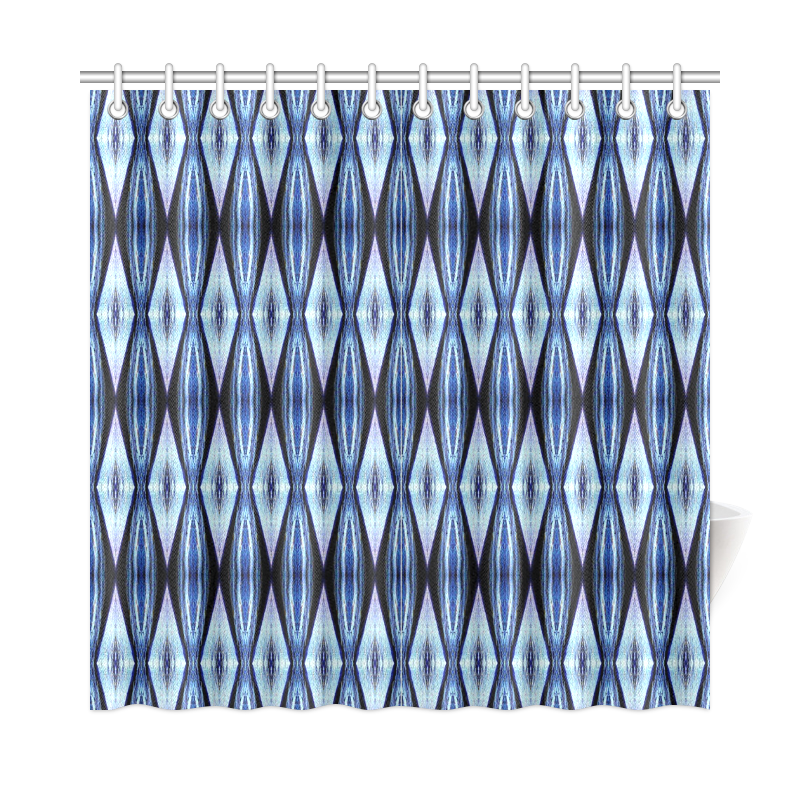 Blue White Diamond Pattern Shower Curtain 72"x72"