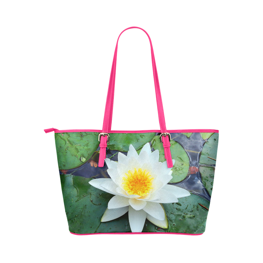Waterlily Leather Tote Bag/Large (Model 1651)