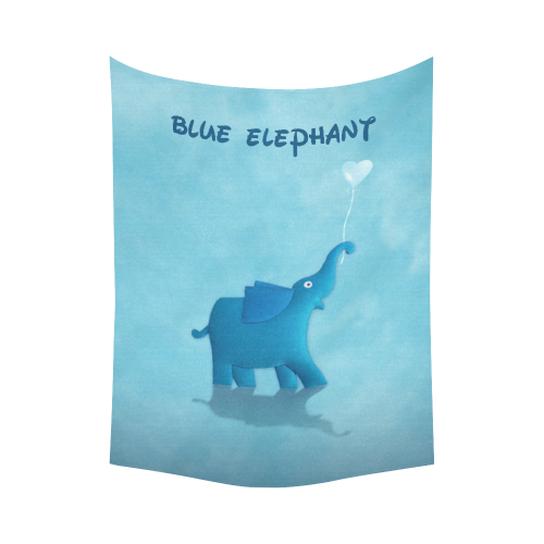 blue elephant Cotton Linen Wall Tapestry 60"x 80"