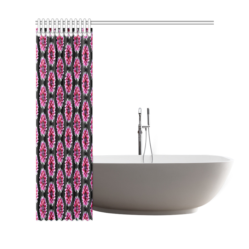 Dahlias Pattern in Pink, Red Shower Curtain 69"x72"