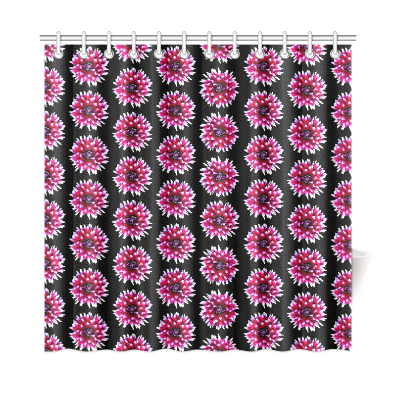 Dahlias Pattern in Pink, Red Shower Curtain 72"x72"