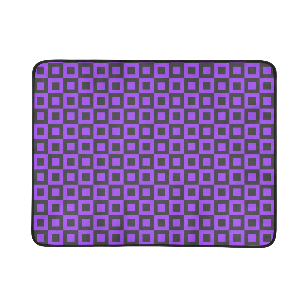 Purple and black squares Beach Mat 78"x 60"