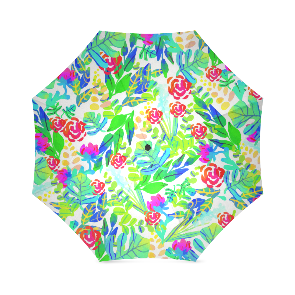 Cute Tropical Watercolor Flowers Foldable Umbrella (Model U01)