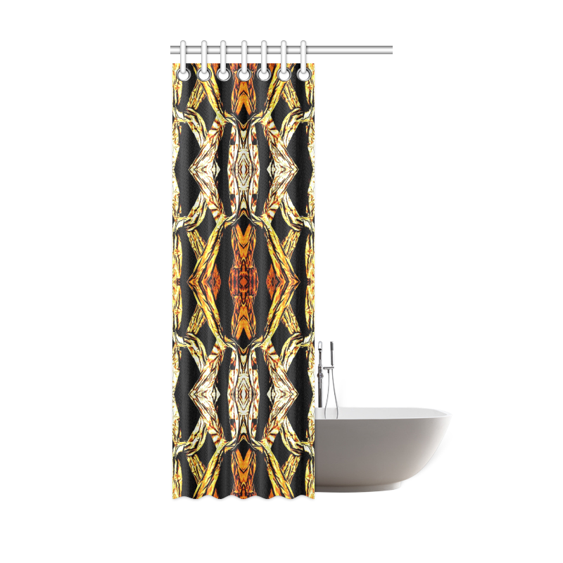 Elegant Oriental Pattern Black Gold Shower Curtain 36"x72"
