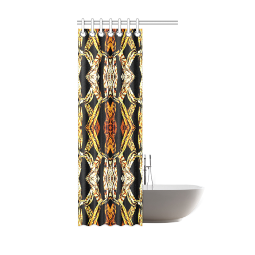 Elegant Oriental Pattern Black Gold Shower Curtain 36"x72"
