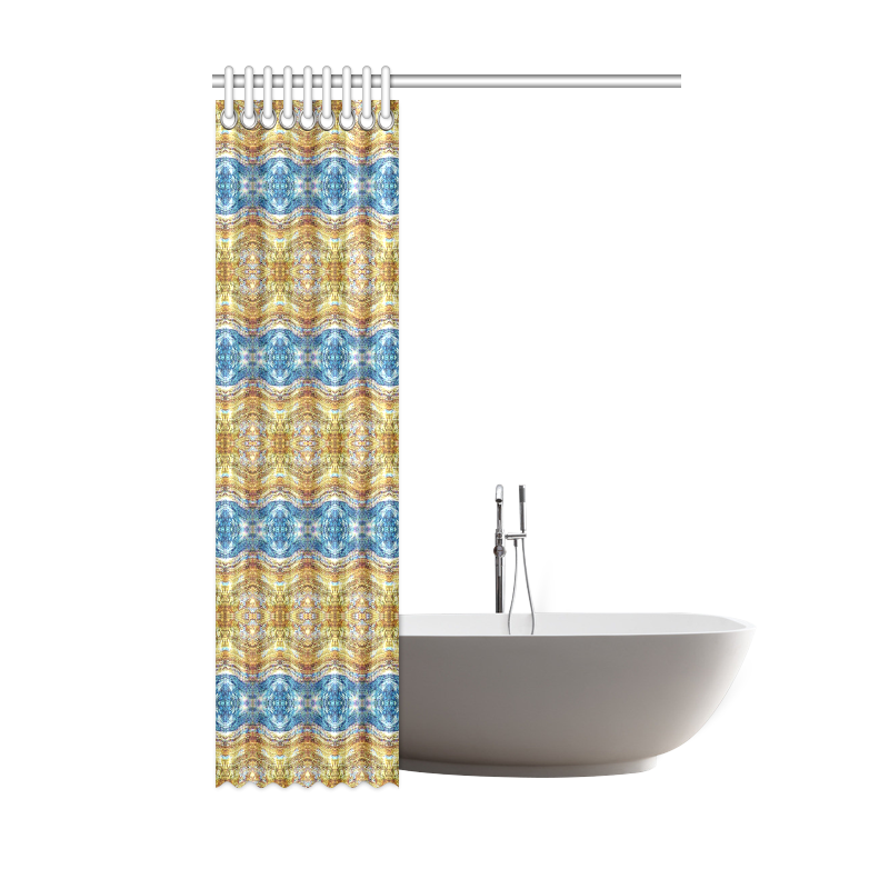 Gold and Blue Elegant Pattern Shower Curtain 48"x72"