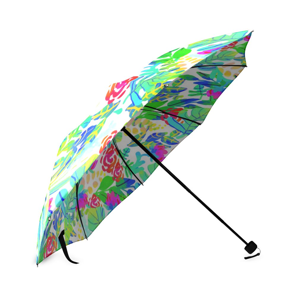 Cute Tropical Watercolor Flowers Foldable Umbrella (Model U01)