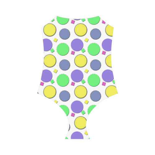 Pastel circus circles Strap Swimsuit ( Model S05)