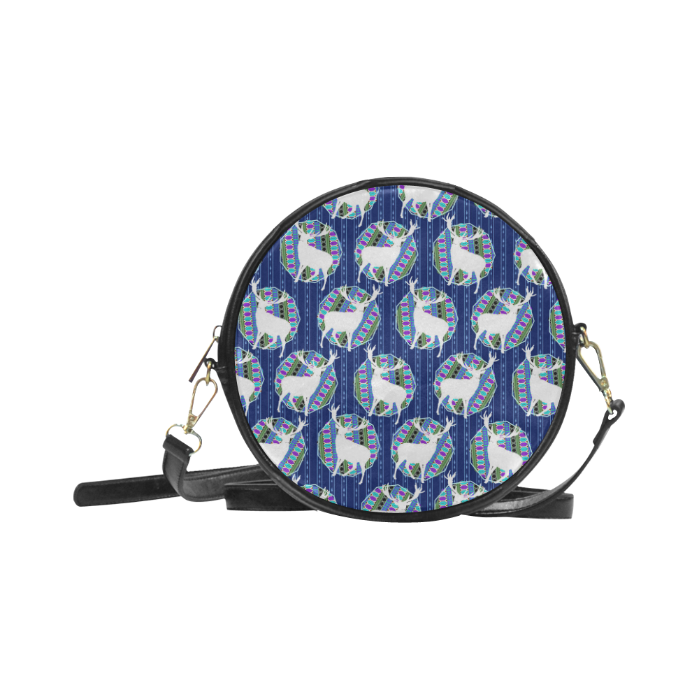 Geometric Deer Retro Pattern Round Sling Bag (Model 1647)