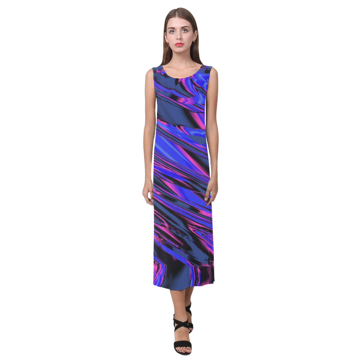 abstract art 7 Phaedra Sleeveless Open Fork Long Dress (Model D08)
