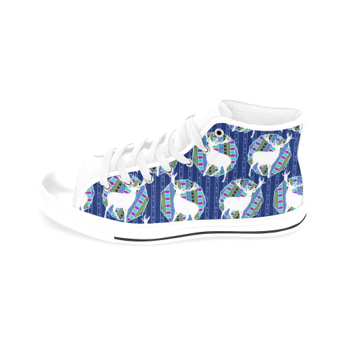 Geometric Deer Retro Pattern Men’s Classic High Top Canvas Shoes /Large Size (Model 017)