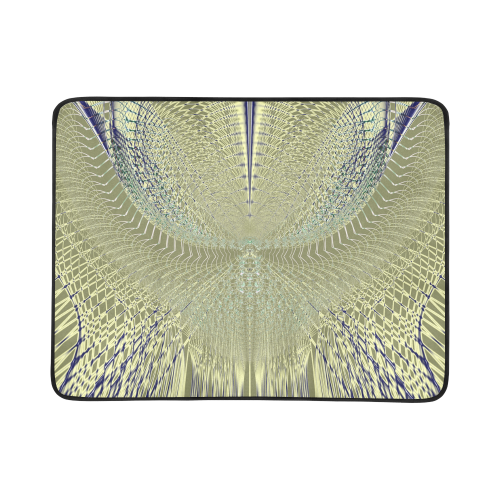 FRACTAL: Golden Filaments Abstract Beach Mat 78"x 60"