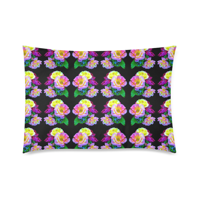 Rosa Yellow Roses on Black Pattern Custom Zippered Pillow Case 20"x30"(Twin Sides)