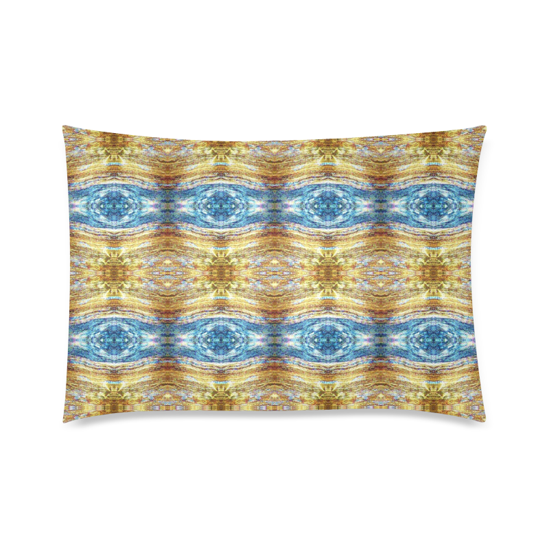 Gold and Blue Elegant Pattern Custom Zippered Pillow Case 20"x30"(Twin Sides)