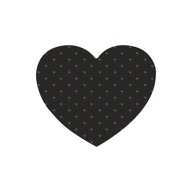 Golden Bells and Ribbons on Black Heart-shaped Mousepad
