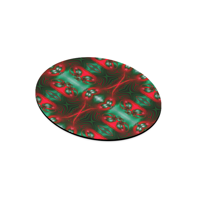 Fractal: Red & Green Christmas Presents Round Mousepad