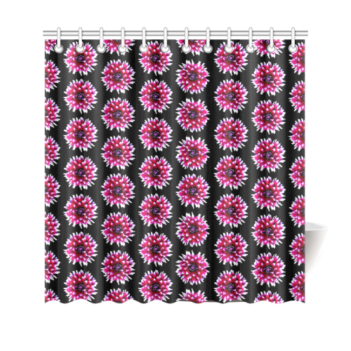 Dahlias Pattern in Pink, Red Shower Curtain 69"x70"