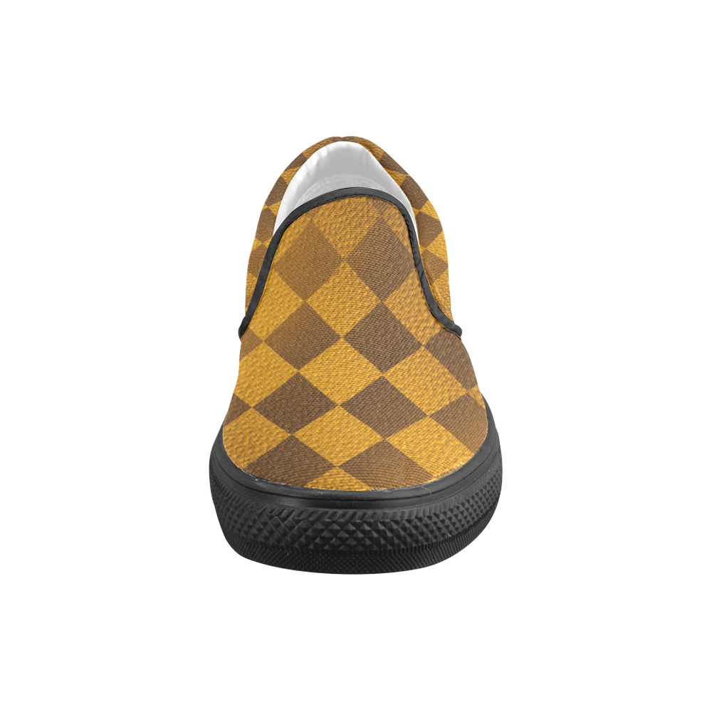 Thanksgiving Earthtone Square Men's Unusual Slip-on Canvas Shoes (Model 019)