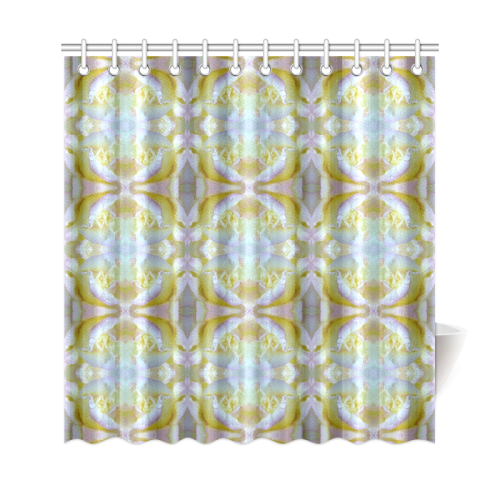 White Yellow  Pattern Shower Curtain 69"x72"