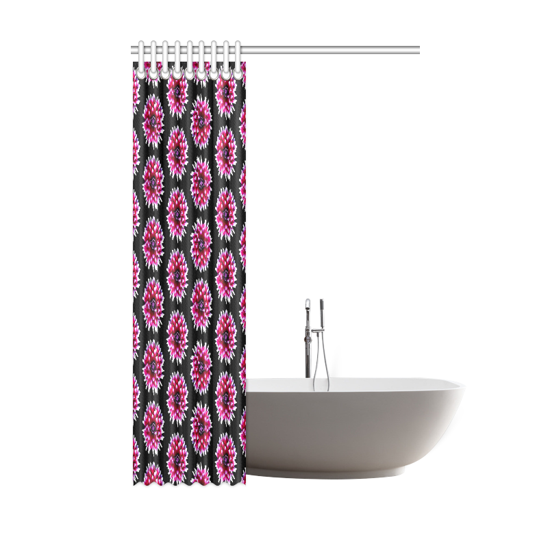 Dahlias Pattern in Pink, Red Shower Curtain 48"x72"