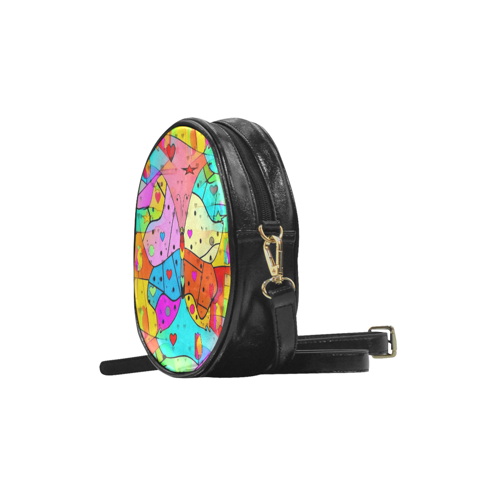 Butterfly Popart by Nico Bielow Round Sling Bag (Model 1647)
