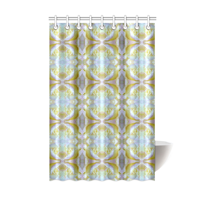 White Yellow  Pattern Shower Curtain 48"x72"