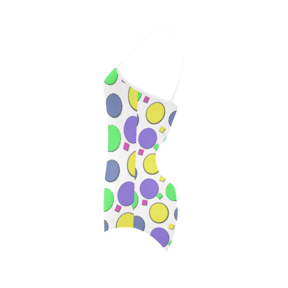 Pastel circus circles Strap Swimsuit ( Model S05)