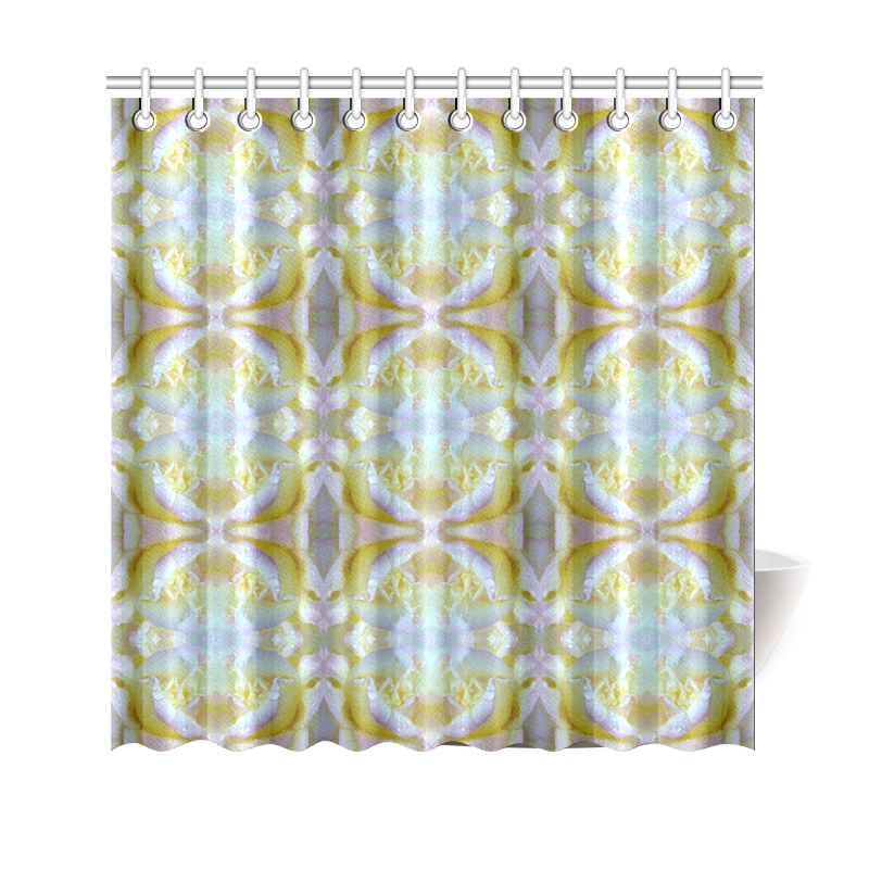 White Yellow  Pattern Shower Curtain 69"x70"
