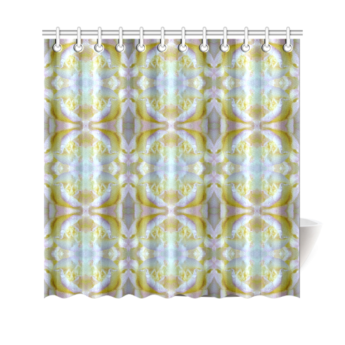 White Yellow  Pattern Shower Curtain 69"x70"